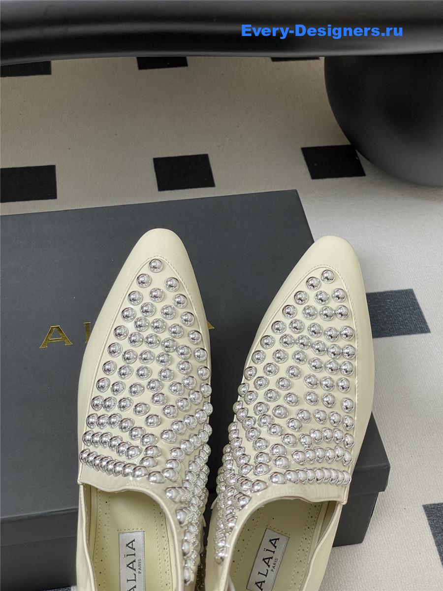 ALAIA Studded White Leather Ankle Boot