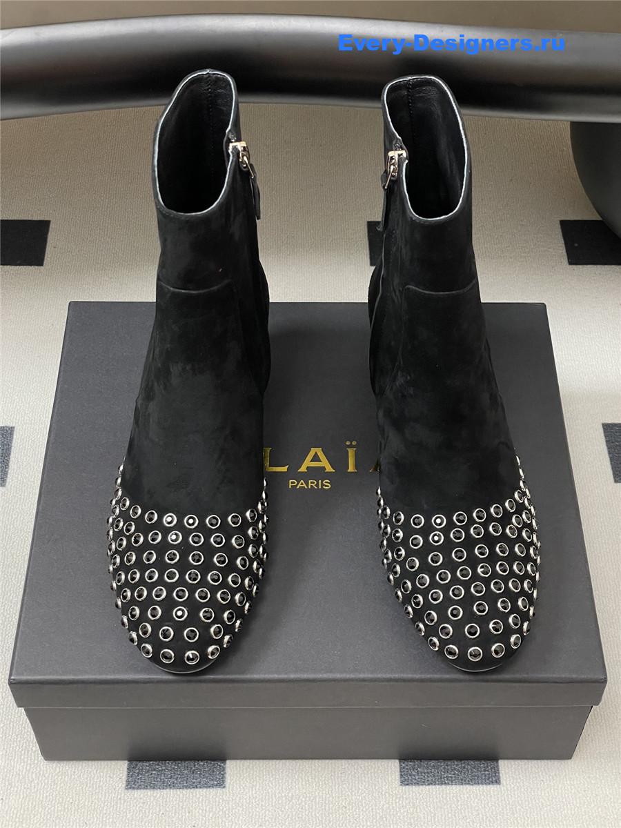 Alaia Black Embellished Suede Ankle Boots