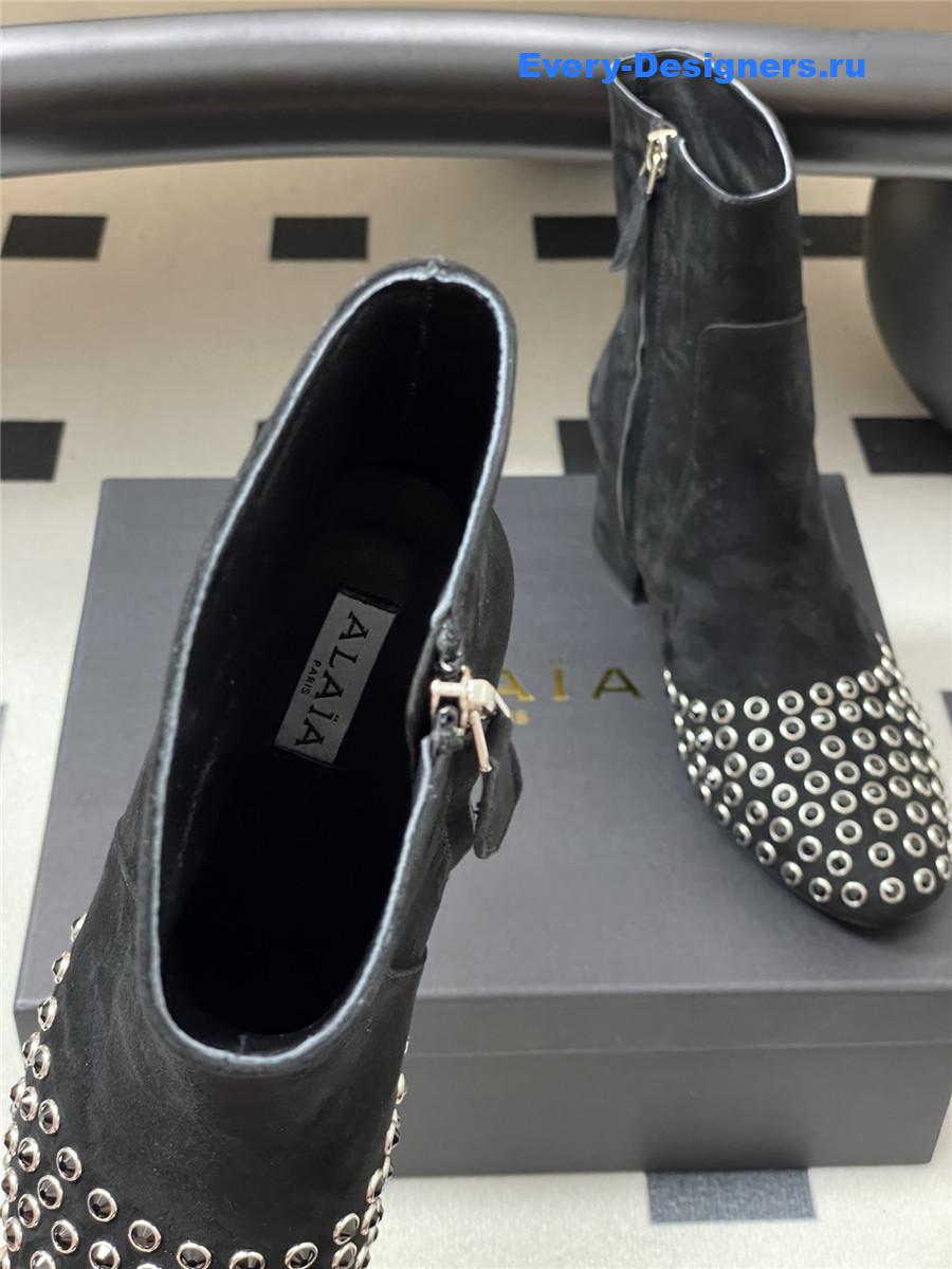 Alaia Black Embellished Suede Ankle Boots