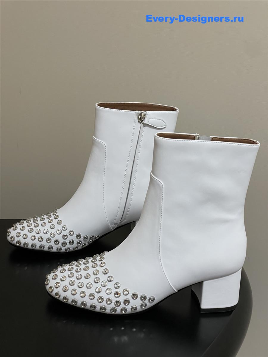 Alaia White Embellished Suede Ankle Boots