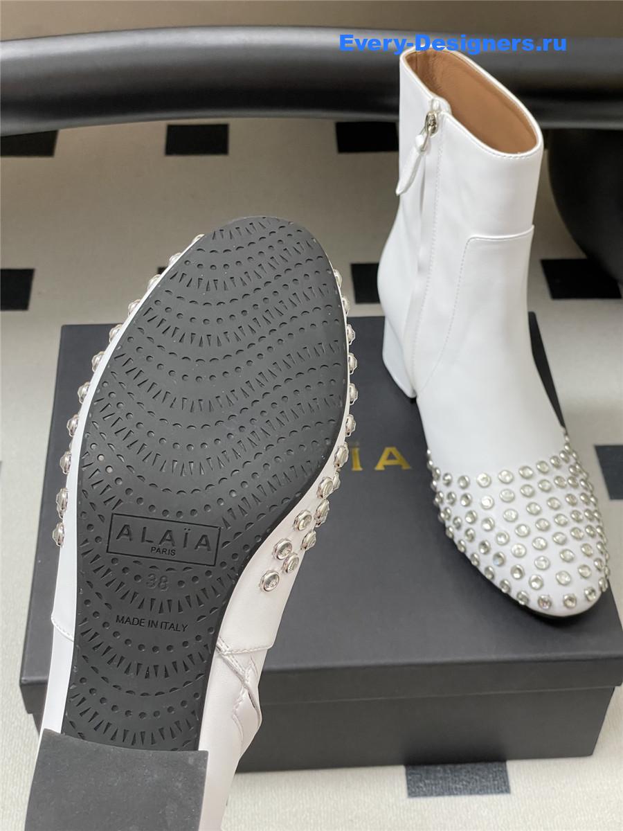 Alaia White Embellished Suede Ankle Boots