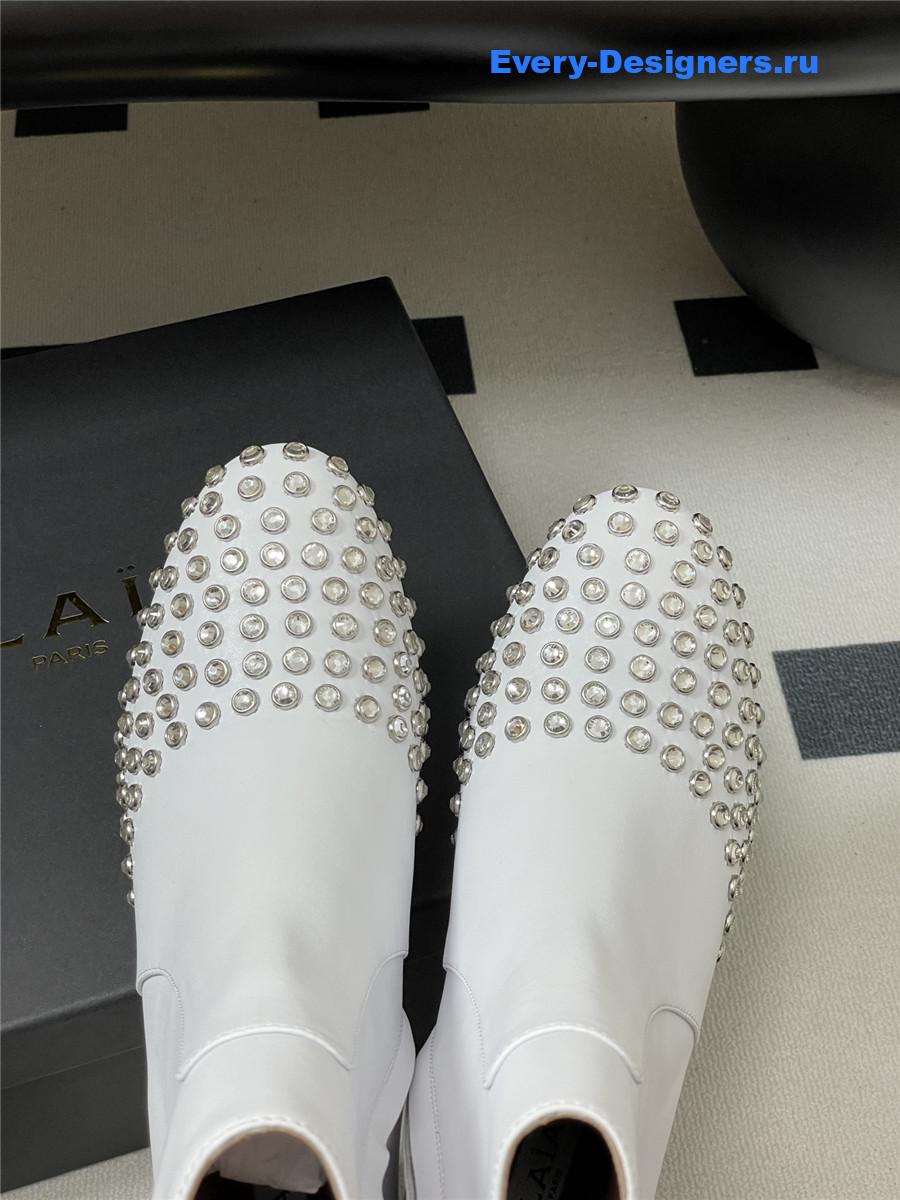 Alaia White Embellished Suede Ankle Boots