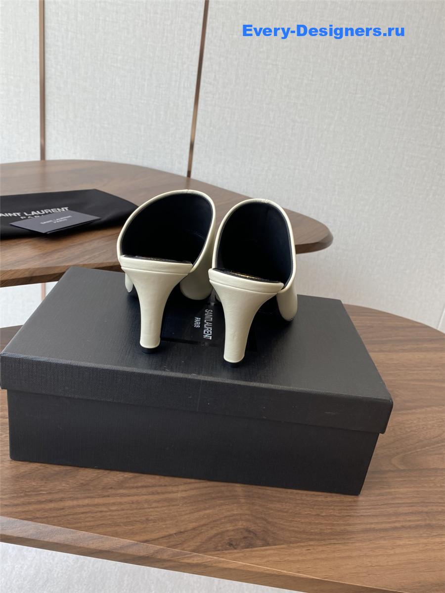 Sa1nt Lau*nt white leather mules