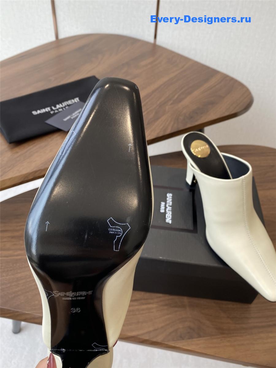 Sa1nt Lau*nt white leather mules