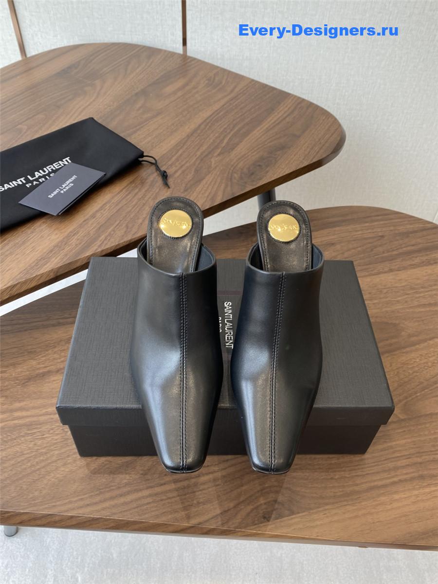 Sa1nt Lau*nt black leather mules