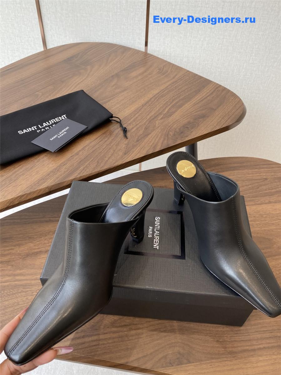 Sa1nt Lau*nt black leather mules