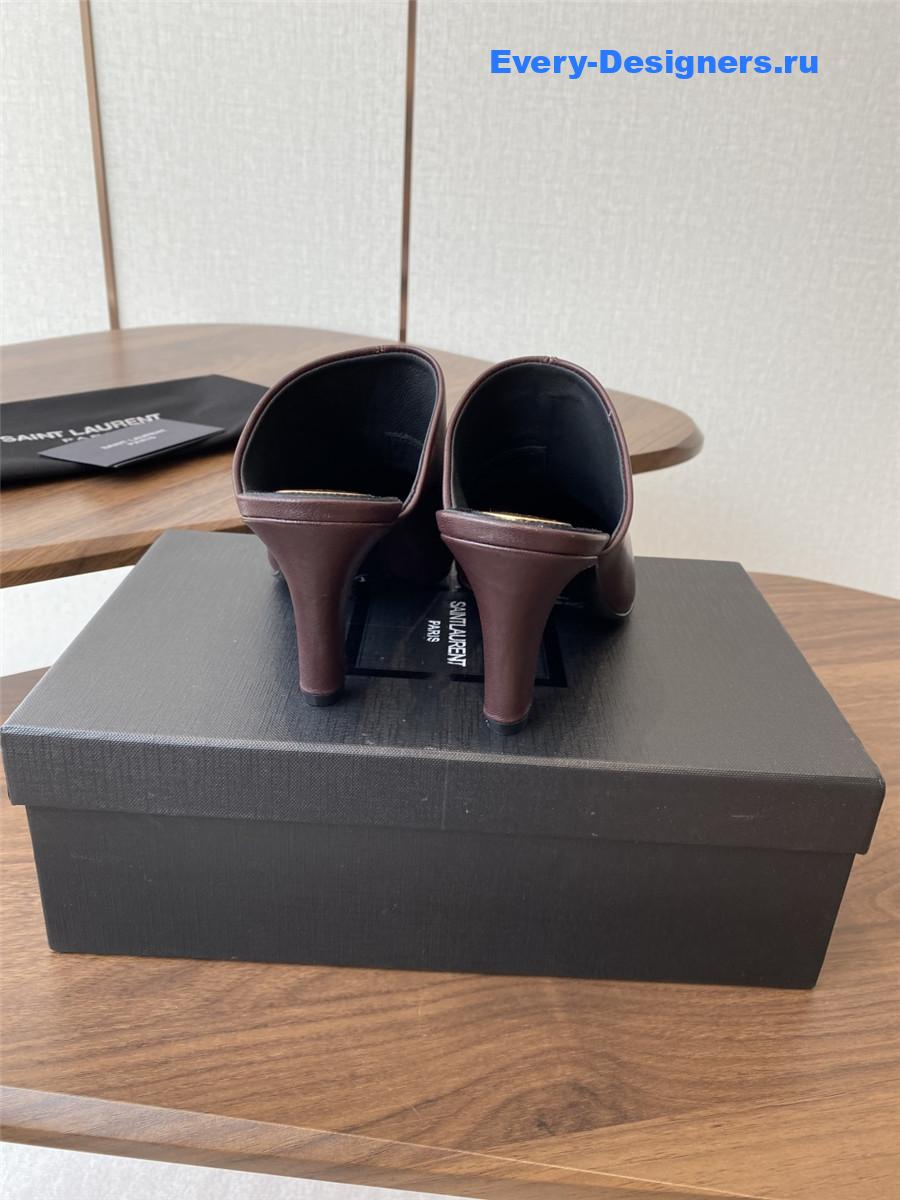 Sa1nt Lau*nt burgundy leather mules