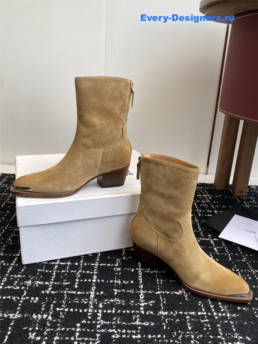 Ce1i*e womens beige suede zipped boots