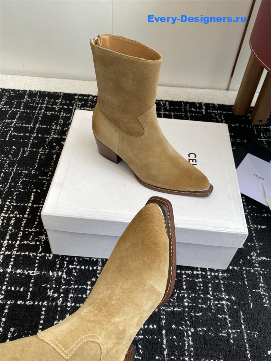 Ce1i*e womens beige suede zipped boots