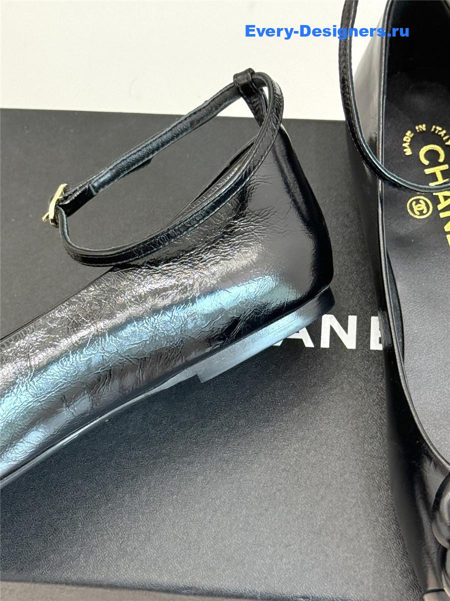 Ch**el black camellia mary jane flats