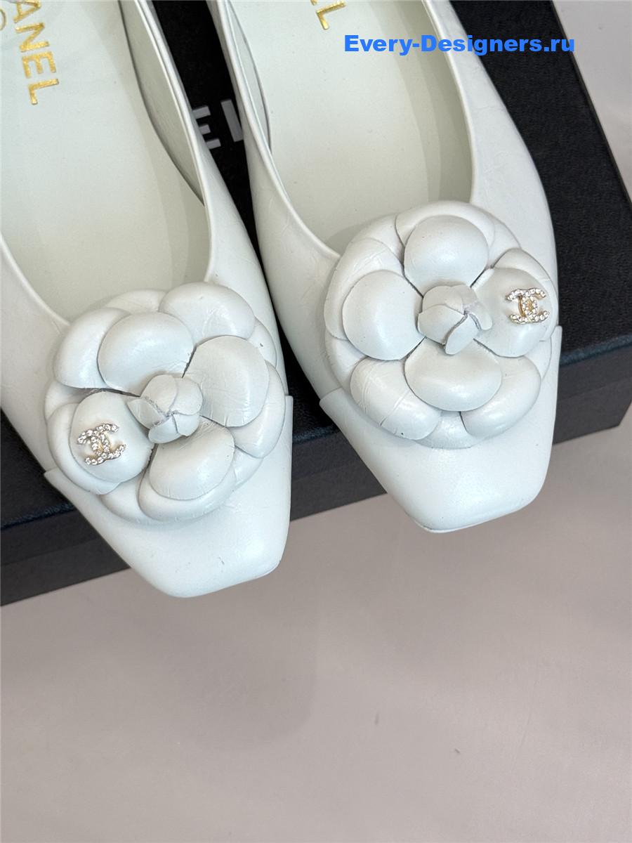 Ch**el white camellia mary jane flats