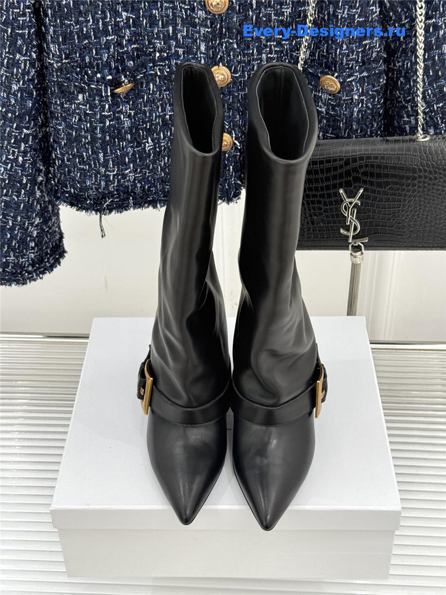 Balmain Anthe Black Leather Knee-High Boots