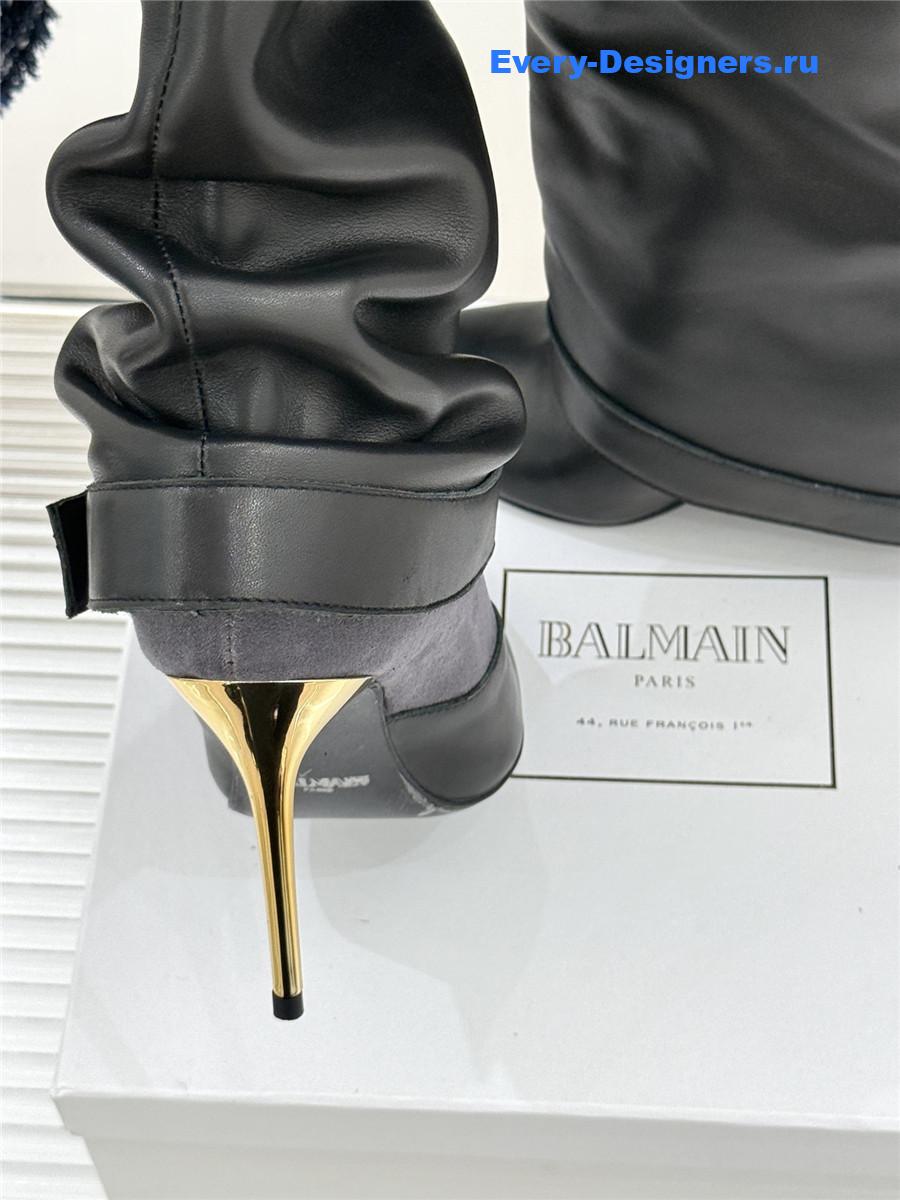 Balmain Anthe Black Leather Knee-High Boots