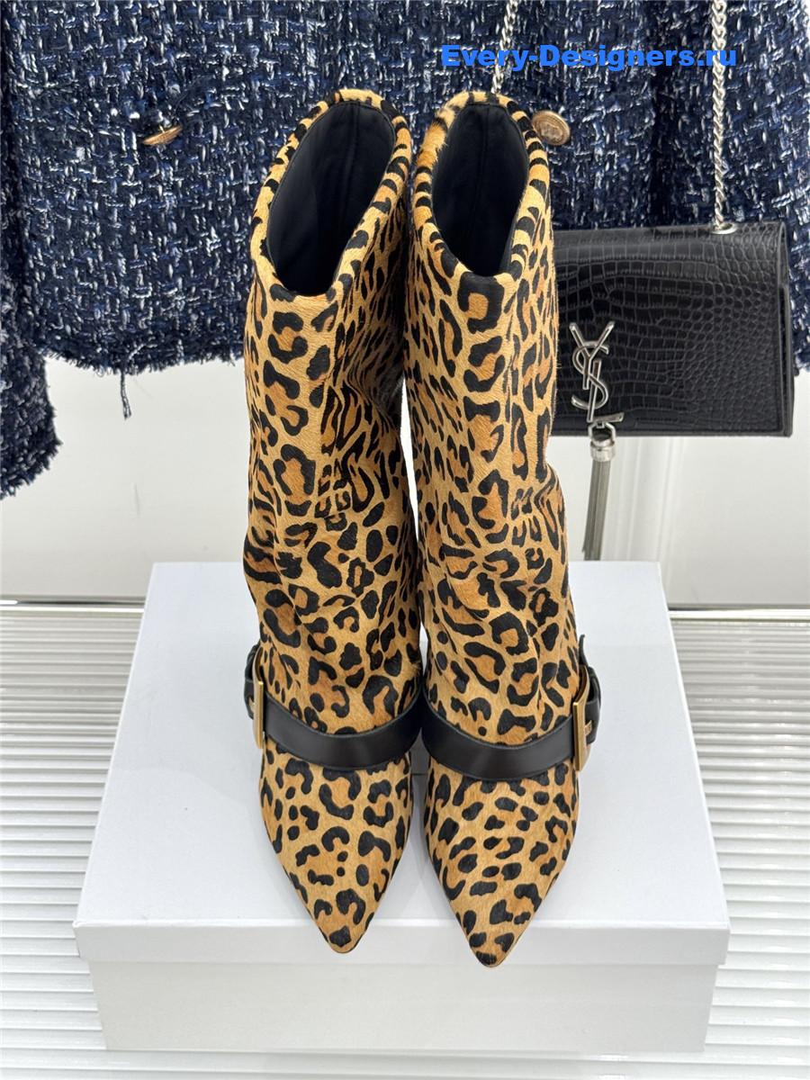 Balmain Anthem Leopard Print Leather Boots