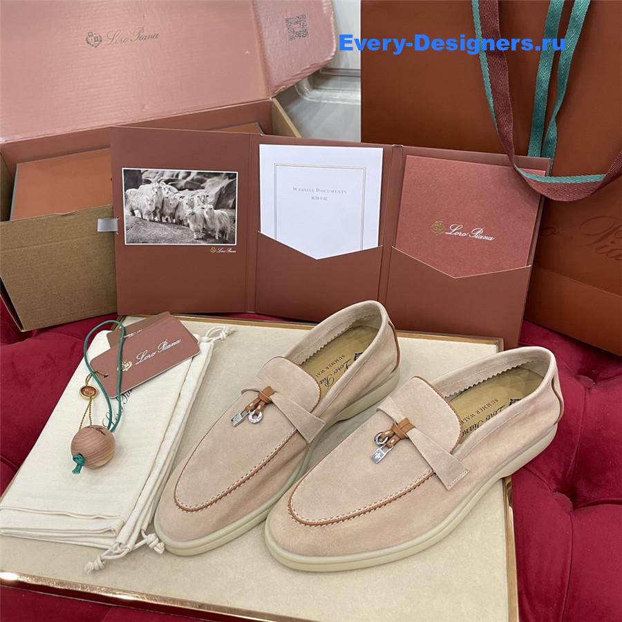 L0r0 P1ana beige suede walk loafers