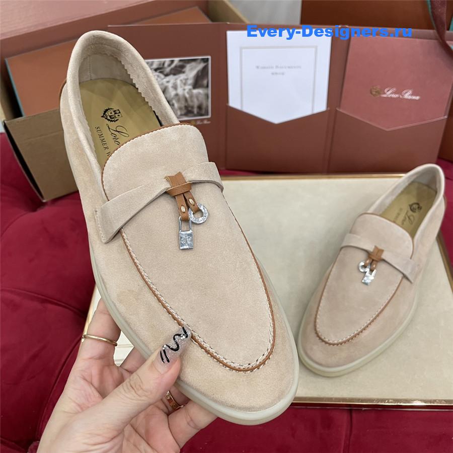 L0r0 P1ana beige suede walk loafers