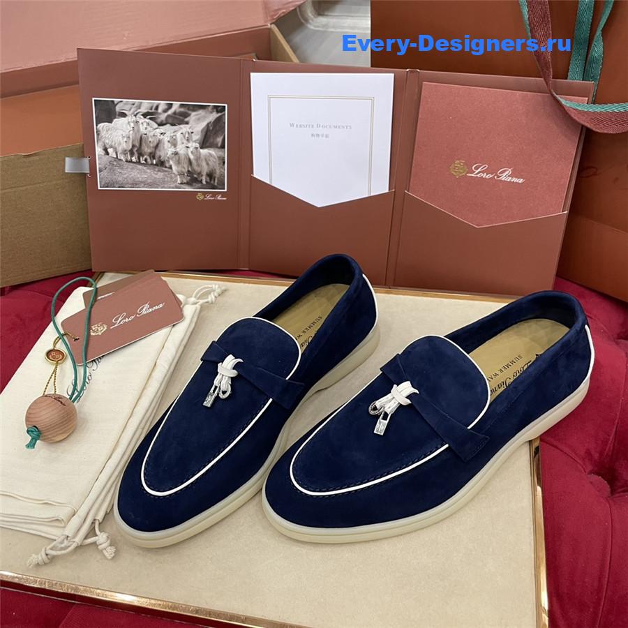 L0r0 P1ana blue suede walk loafers