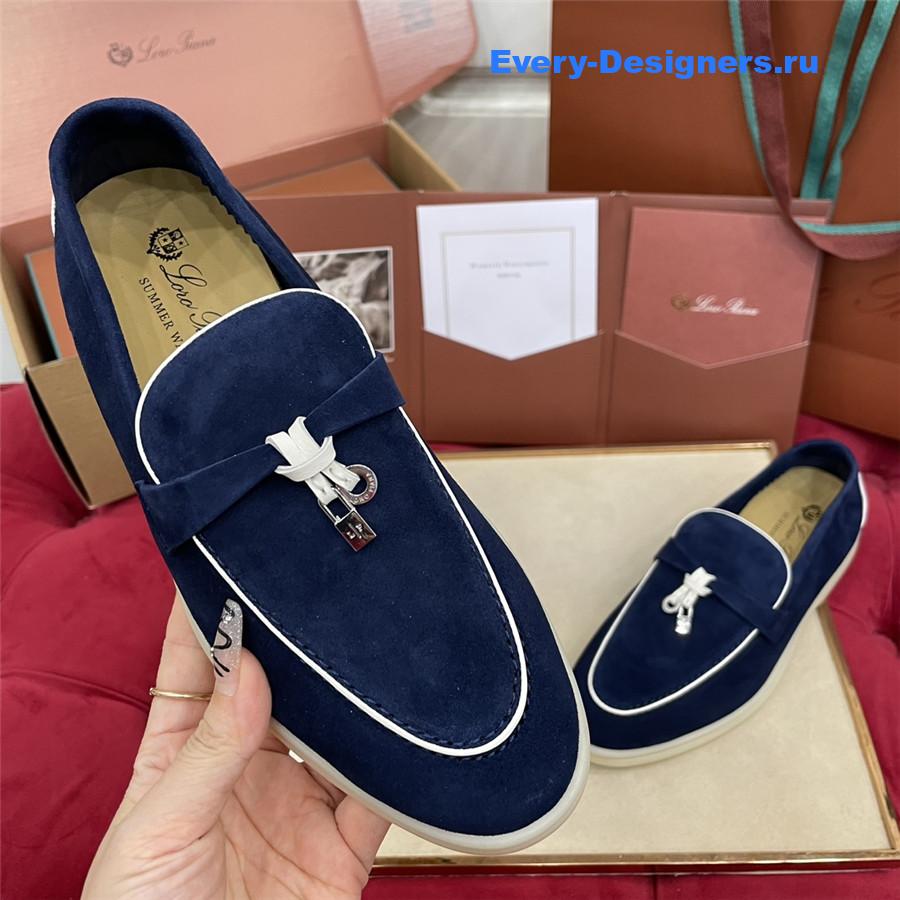 L0r0 P1ana blue suede walk loafers
