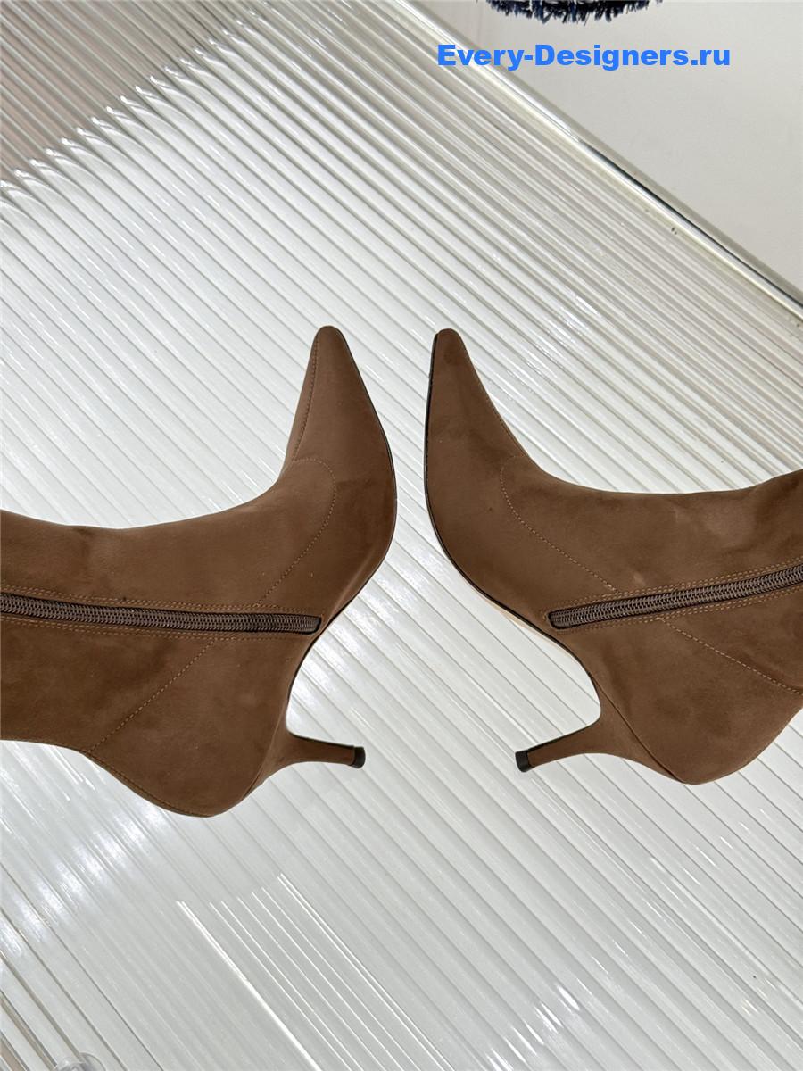 The R0w brown suede pointy toe knee-high boots