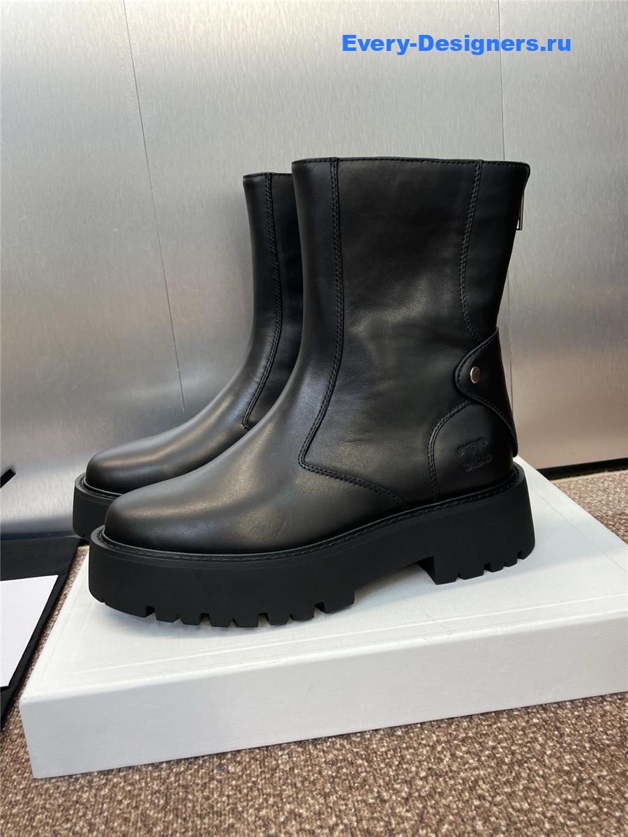 Ce1i*e bulky black calfskin boots