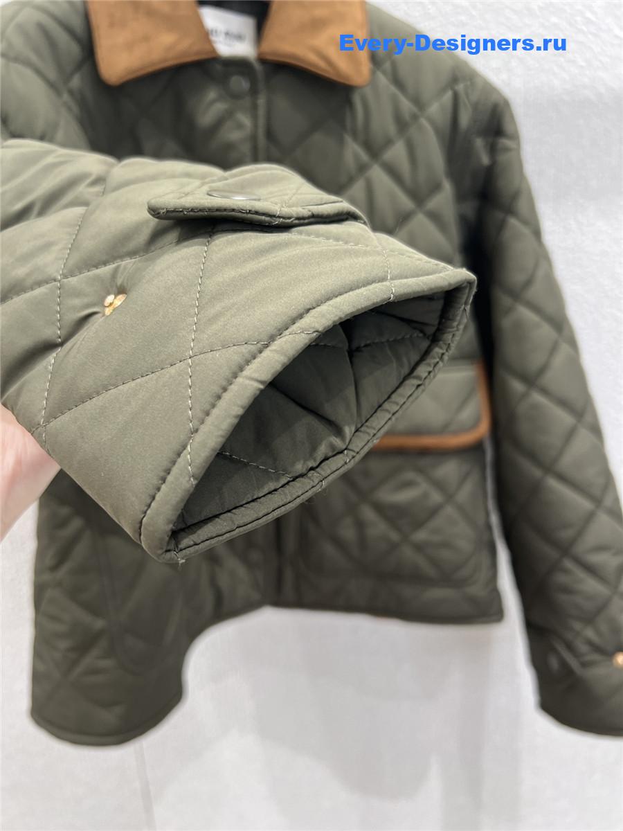 Miu Miu Military Green Quilted Pongé Blouson