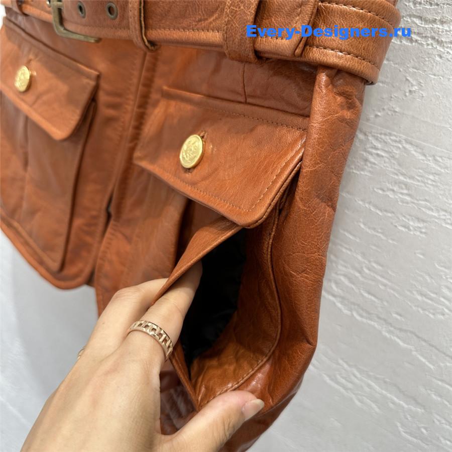 Chloé Brown Soft Leather Utilitarian Vest