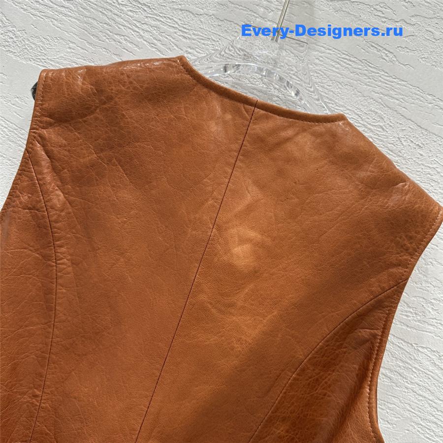 Chloé Brown Soft Leather Utilitarian Vest