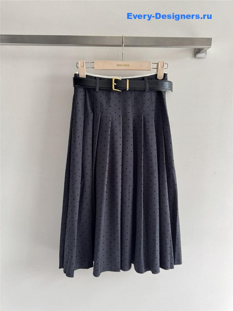Miu Miu Polka-Dot Pleated Skirt