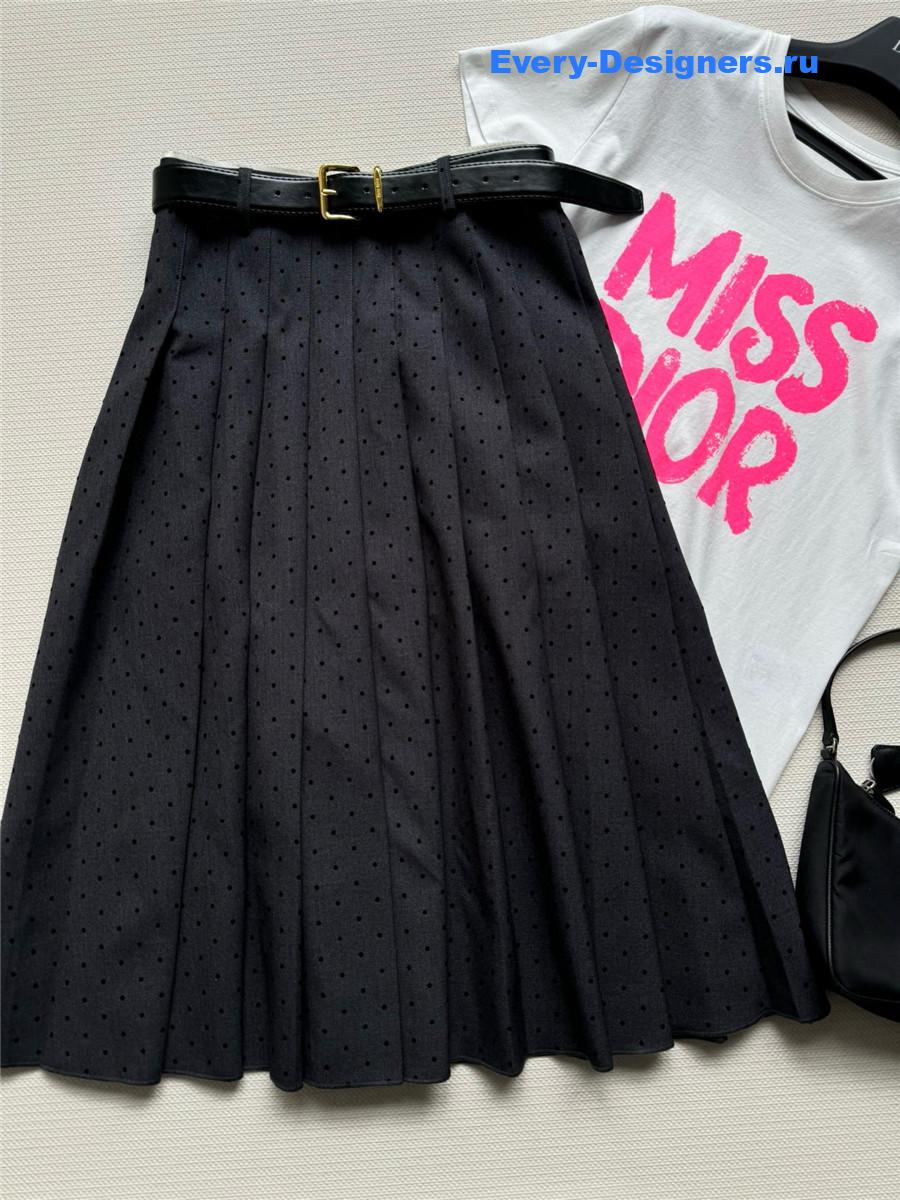 Miu Miu Polka-Dot Pleated Skirt