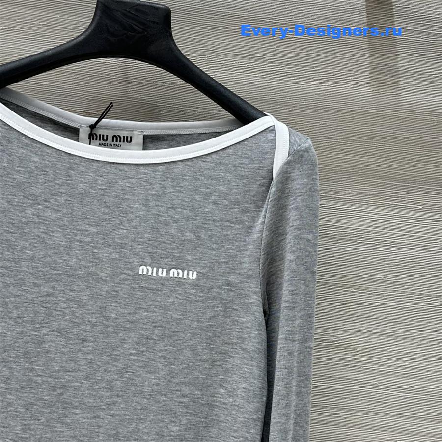 Miu Miu Grey Cropped Wool Sweater