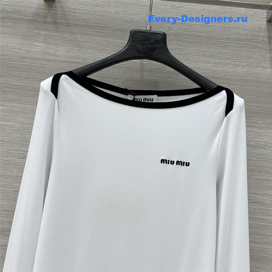 Miu Miu White Cropped Wool Sweater