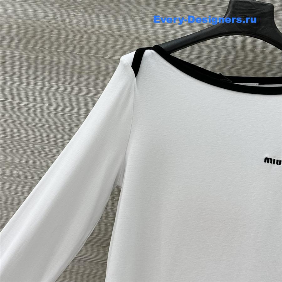 Miu Miu White Cropped Wool Sweater