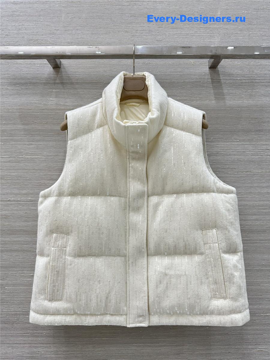 BC Goose Down Wool Vest in White
