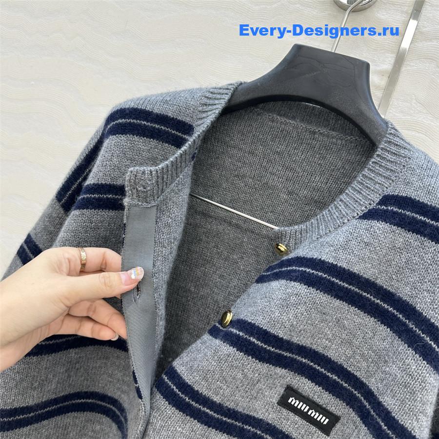 Miu Miu Grey/Navy Cashmere Cardigan
