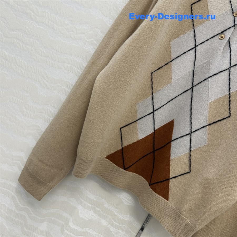 Miu Miu Camel Brown Cashmere Polo Shirt