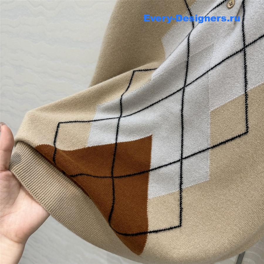 Miu Miu Camel Brown Cashmere Polo Shirt