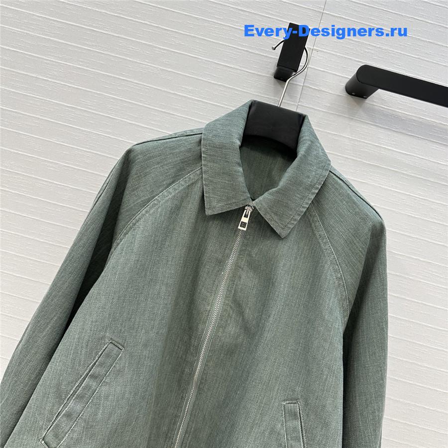 L0ew* denim green trapeze jacket