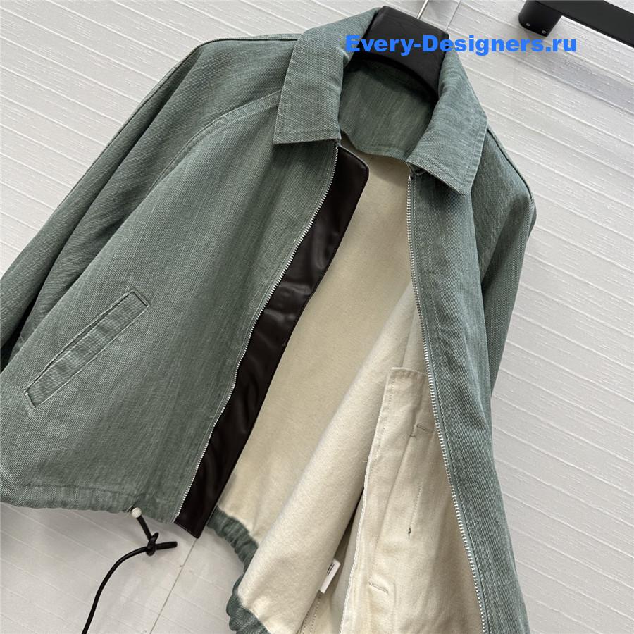 L0ew* denim green trapeze jacket