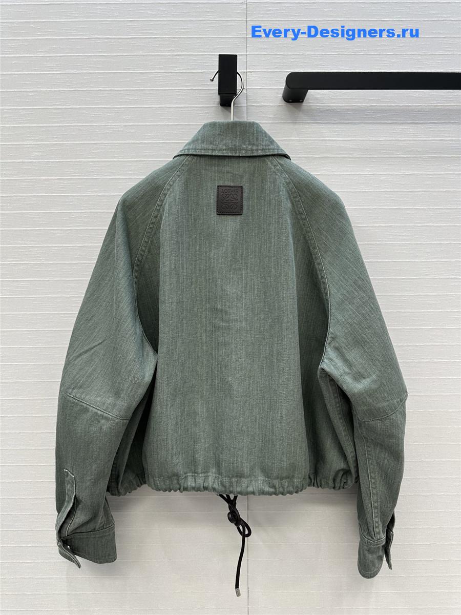 L0ew* denim green trapeze jacket