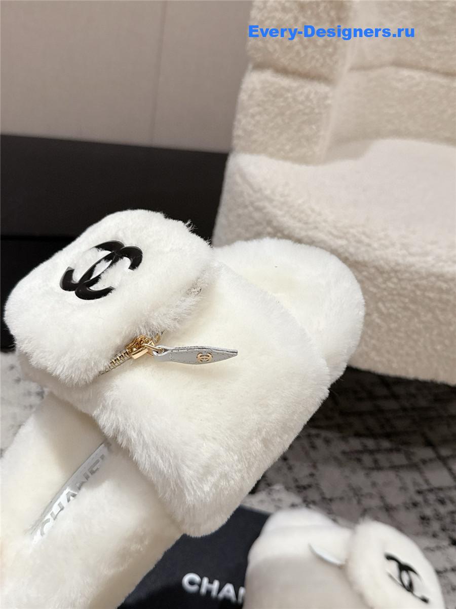 Ch**el white logo cc wool slides