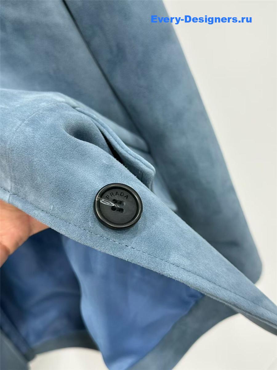 Pra*a aviator blue nappa leather jacket