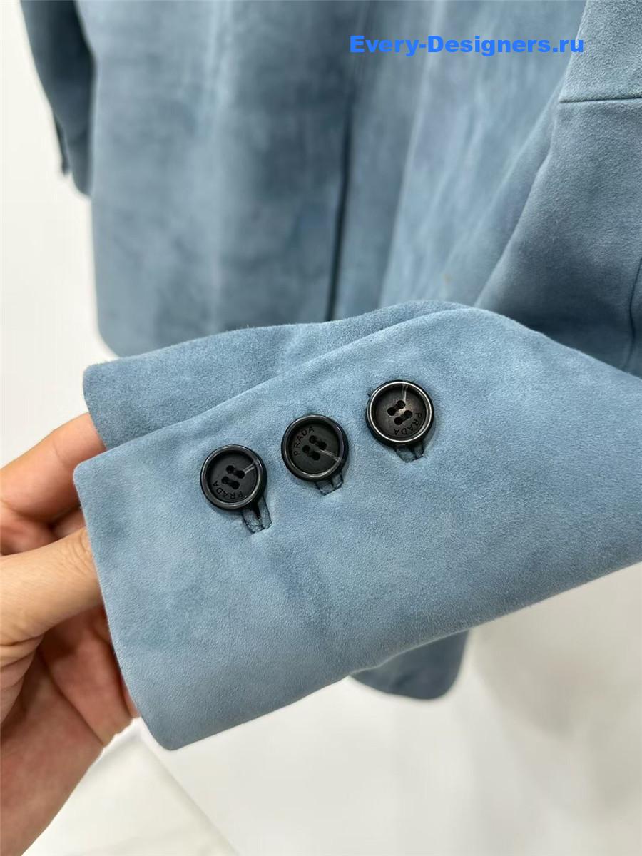 Pra*a aviator blue nappa leather jacket