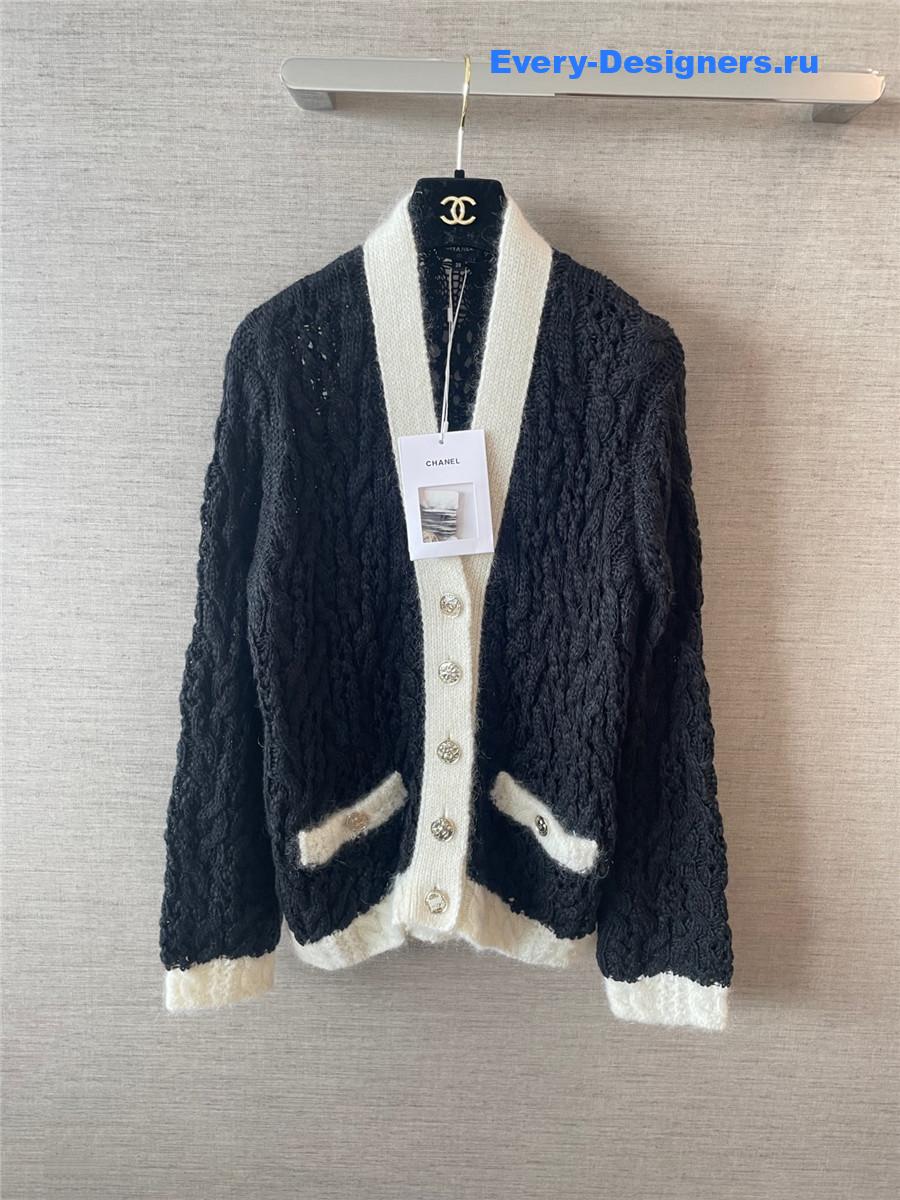 Ch**el black wool cashmere cardigan