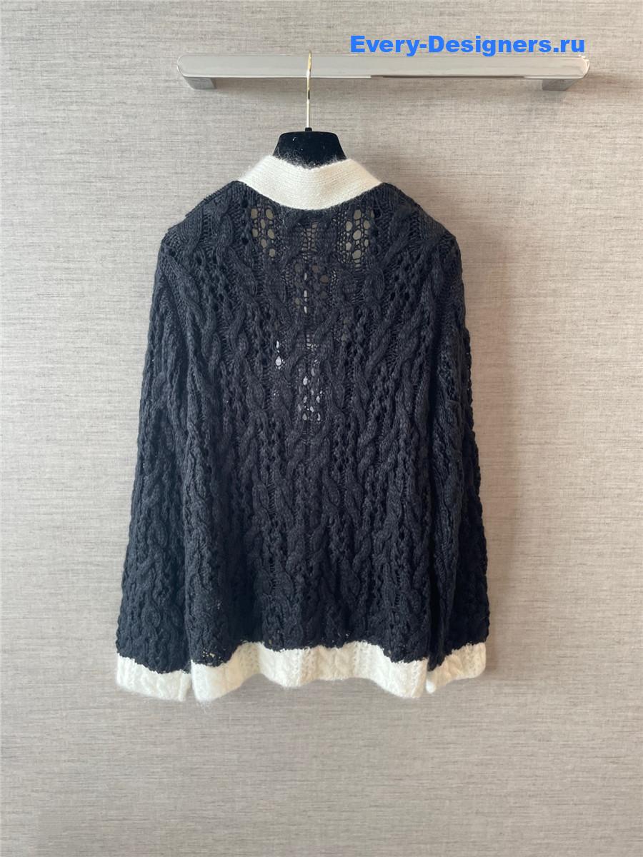 Ch**el black wool cashmere cardigan