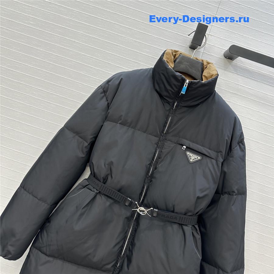 Pra*a re-nylon gabardine hooded down coat