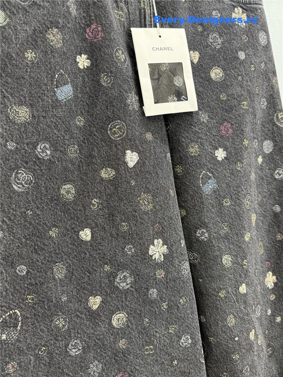 Ch**el dark gray laminated denim jeans