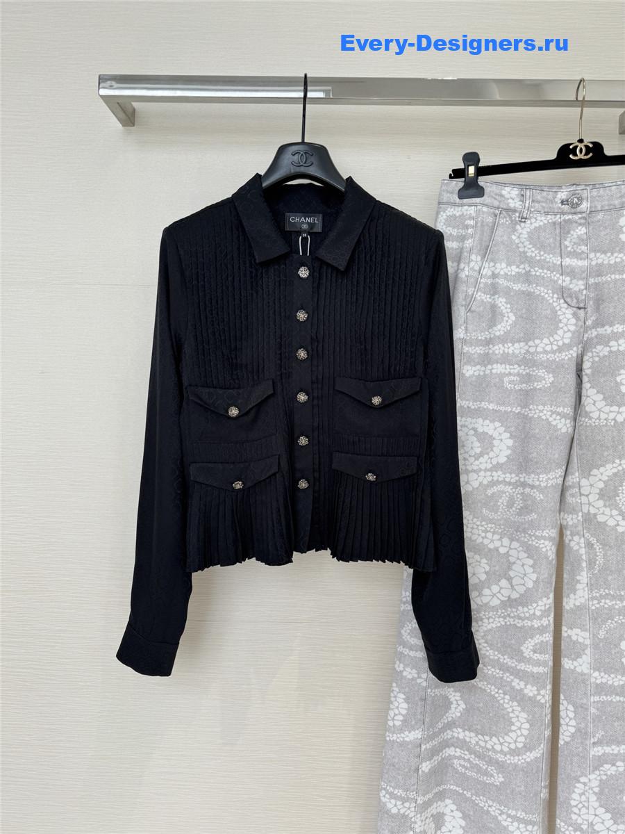 Ch**el black four-pocket silk shirt
