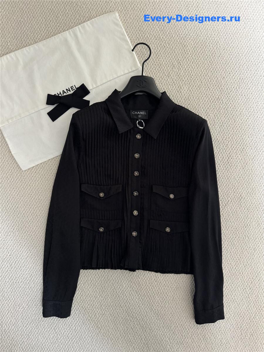 Ch**el black four-pocket silk shirt