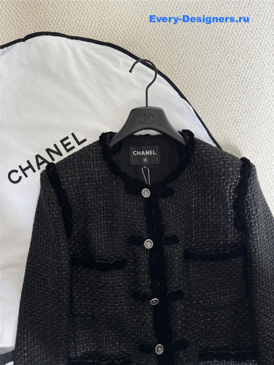 Ch**el black embroidered tweed jacket