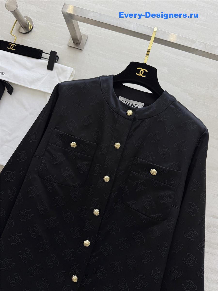 Ch**el black jacquard silk jacket